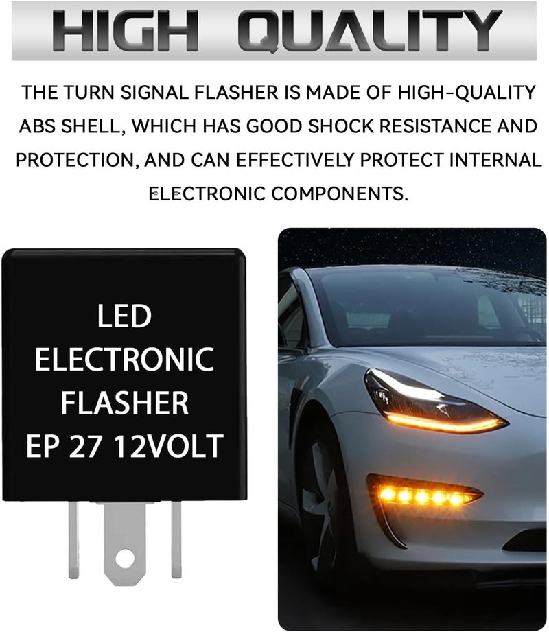 QQWD 5 Pin Flasher Relay for Fix Turn Signal Bulbs Hyper Flash Issue, FL27 EP27 Led Flashers Relay for Turn Signals Bulbs, Compatible with Ford Dodge Chevrolet Lincoln Mazda Mercury （Black - Image 4